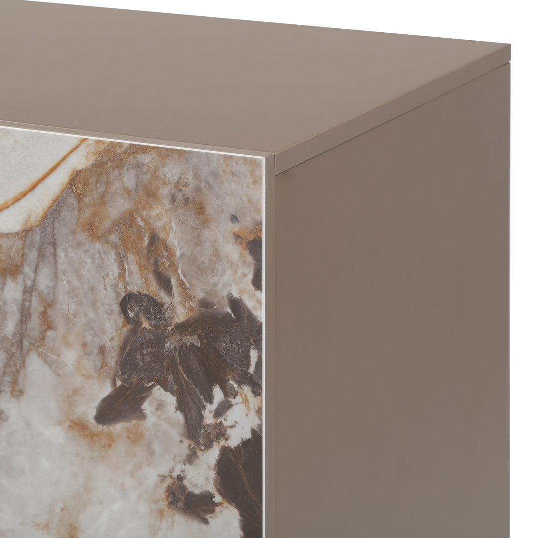 Dunster - Contemporary Beige Ceramic + Metallic Grey Buffet