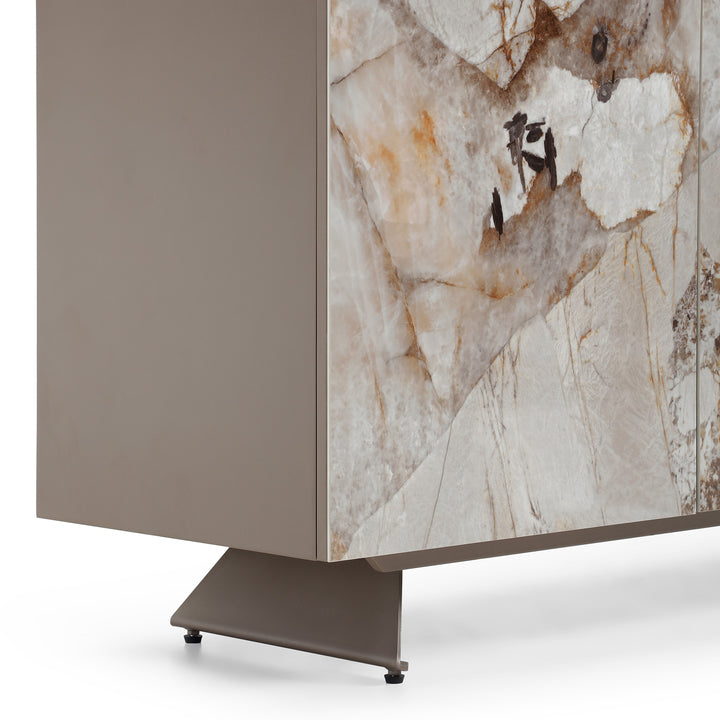 Dunster - Contemporary Beige Ceramic  Metallic Grey Buffet