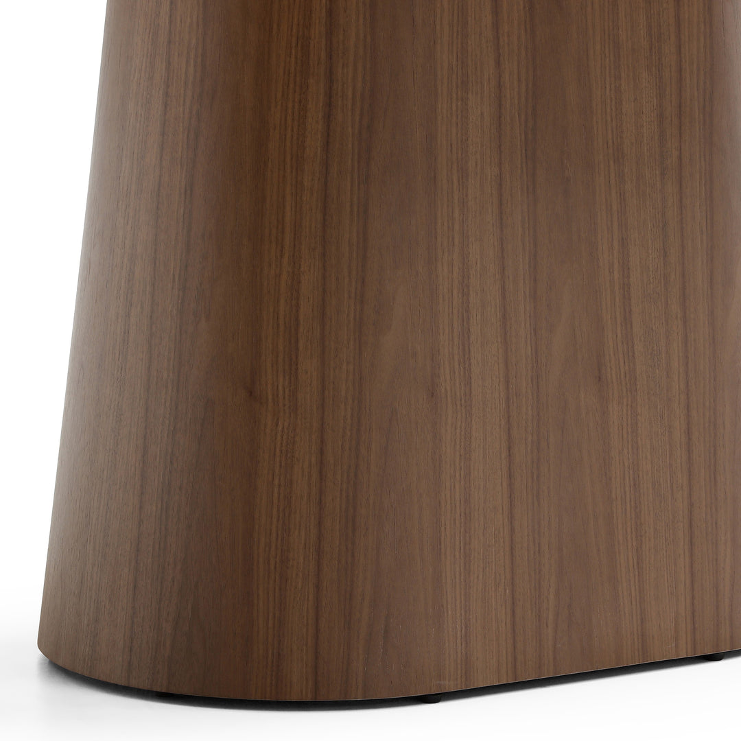 Foster - Contemporary White Ceramic  Walnut Oval Dining Table
