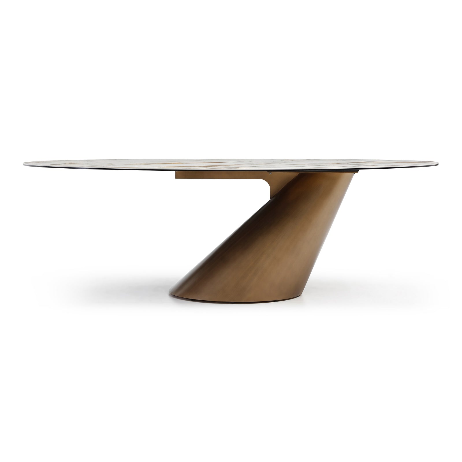 Gresham - Contemporary White Ceramic  Brushed Brass Dining Table
