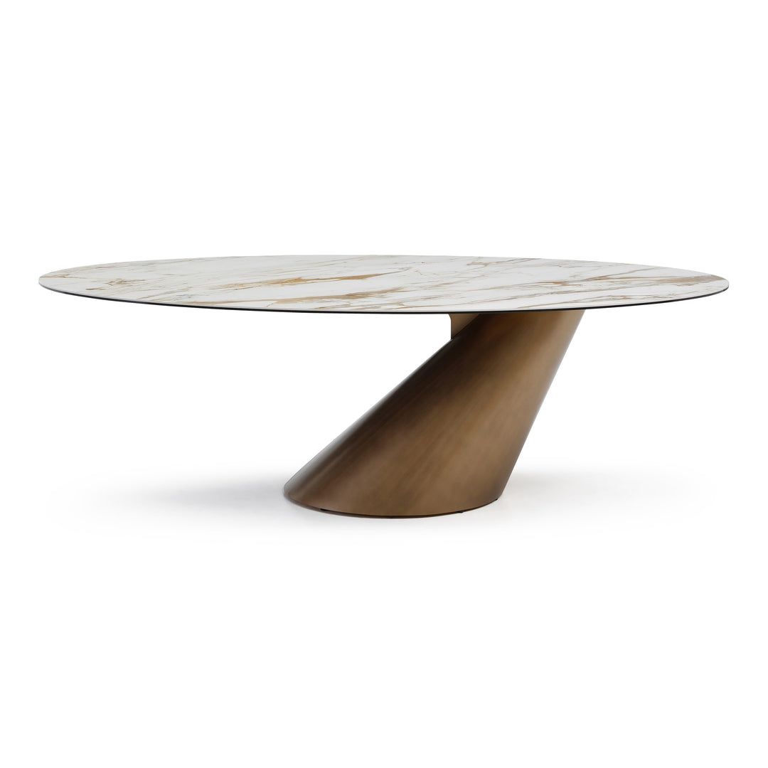 Gresham - Contemporary White Ceramic  Brushed Brass Dining Table