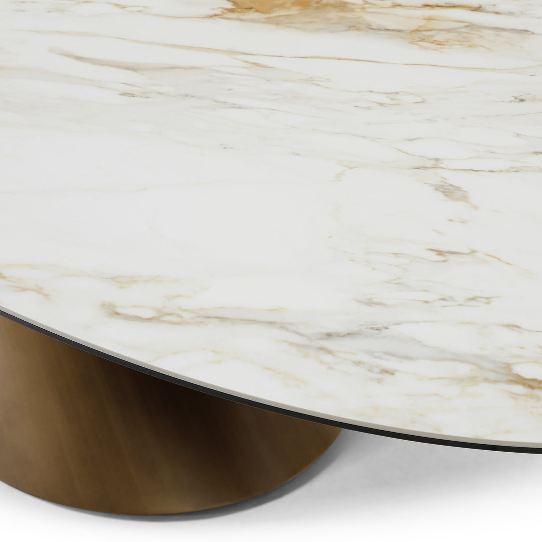 Gresham - Contemporary White Ceramic  Brushed Brass Dining Table
