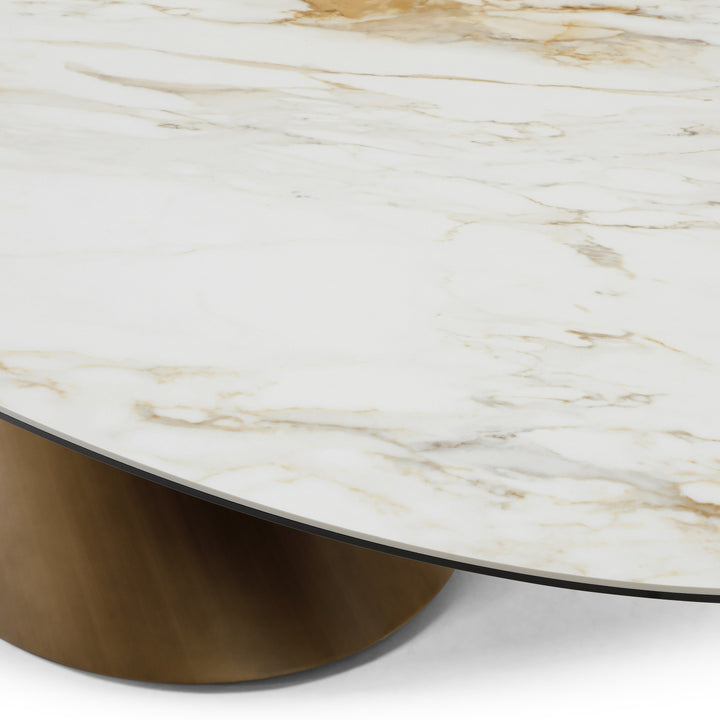Gresham - Contemporary White Ceramic  Brushed Brass Dining Table