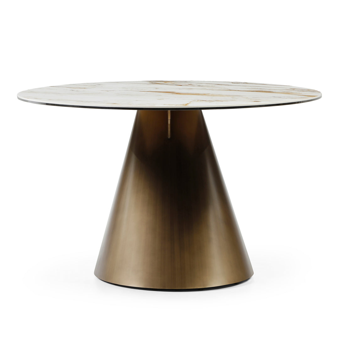 Gresham - Contemporary White Ceramic  Brushed Brass Dining Table