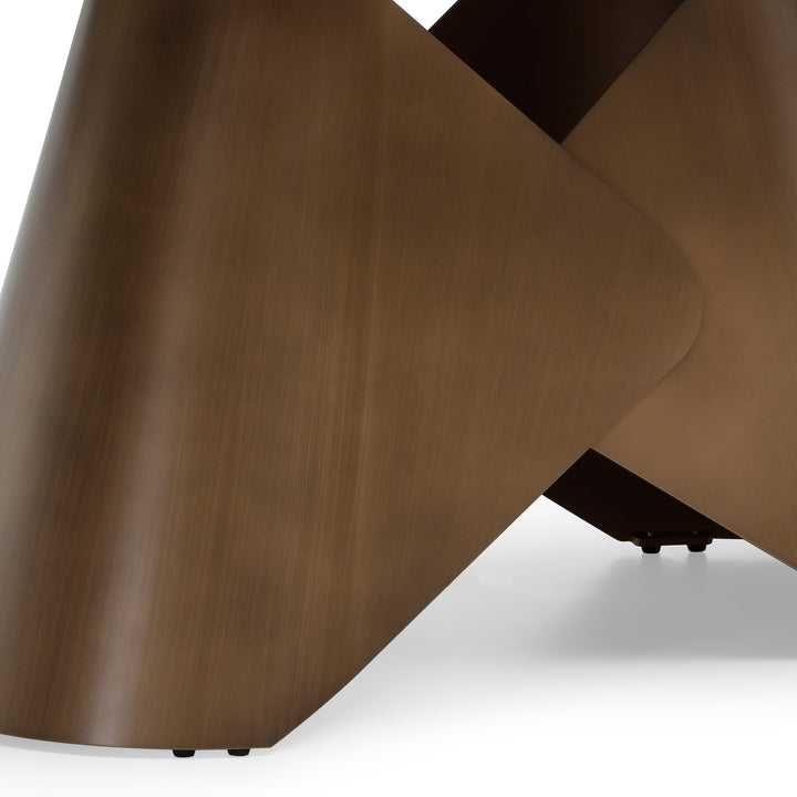 Chiswell - Contemporary White Ceramic  Brushed Brass Dining Table
