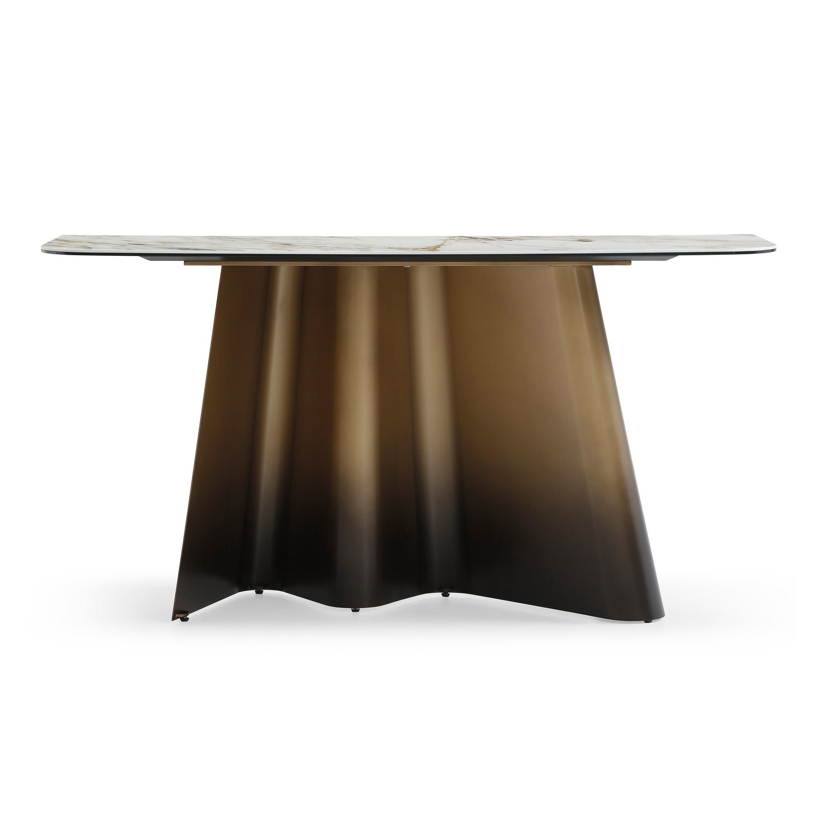 Clifford - Contemporary White Ceramic  Brushed Bronze Console Table