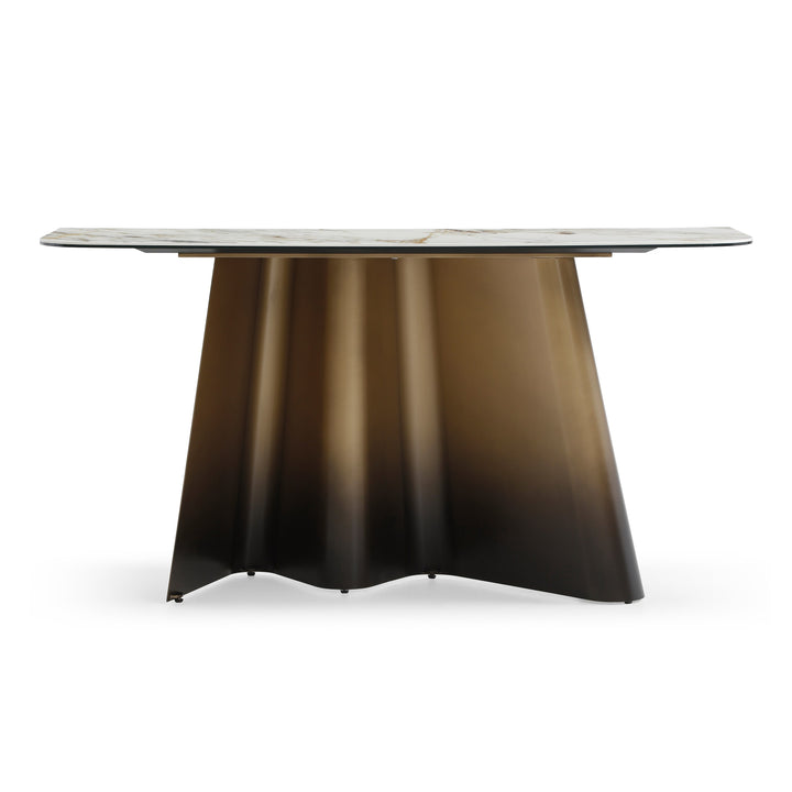 Clifford - Contemporary White Ceramic  Brushed Bronze Console Table