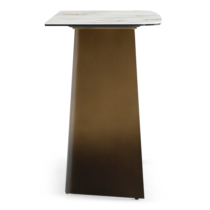 Clifford - Contemporary White Ceramic  Brushed Bronze Console Table