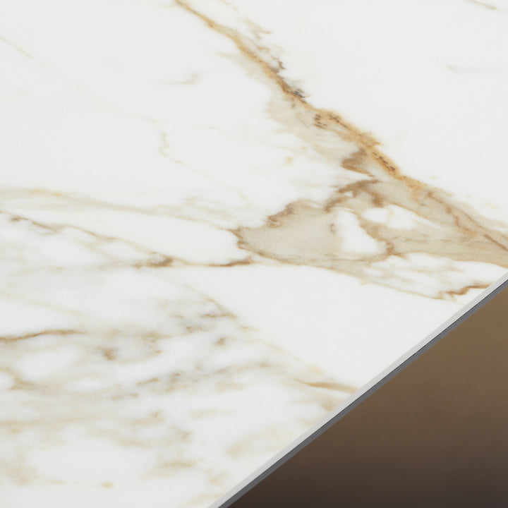 Clifford - Contemporary White Ceramic  Brushed Bronze Console Table