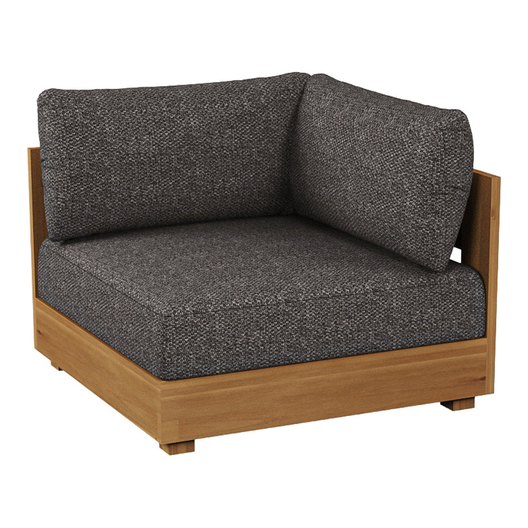 Santorini - Outdoor Grey Olefin Fabric + Natural Teak Sectional Sofa