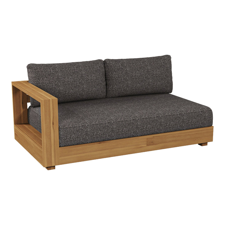 Santorini - Outdoor Grey Olefin Fabric + Natural Teak Sectional Sofa
