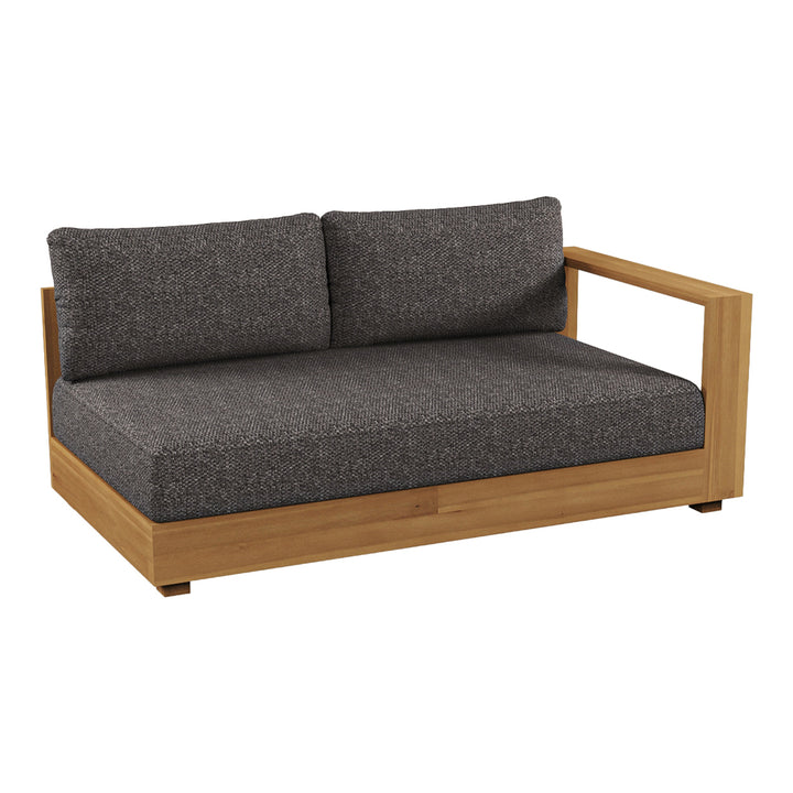 Santorini - Outdoor Grey Olefin Fabric + Natural Teak Sectional Sofa