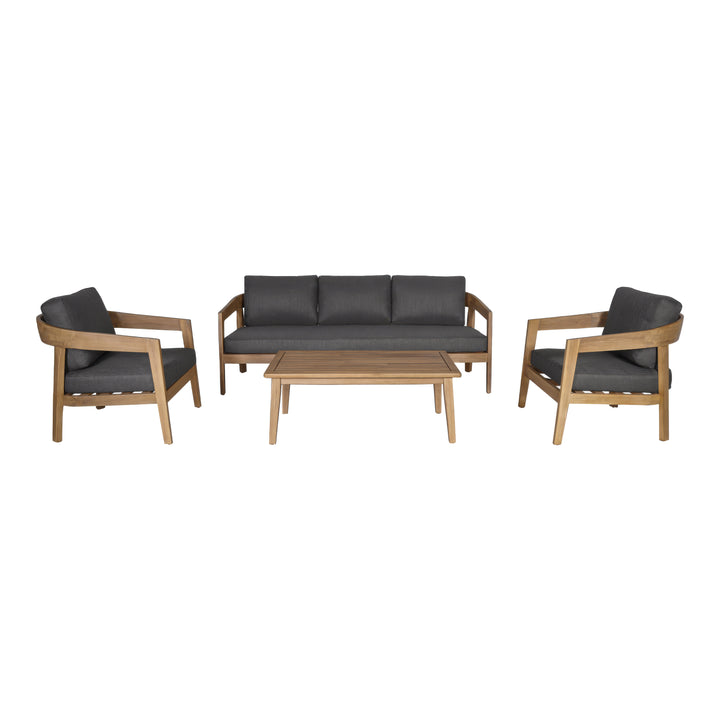 Sintra - Outdoor Grey Fabric + Eucalyptus Sofa Set