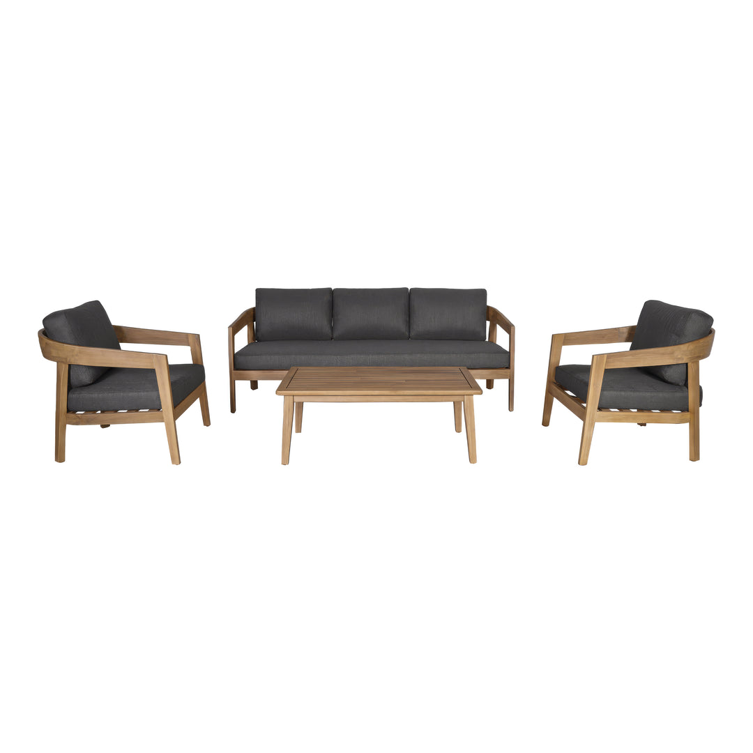 Sintra - Outdoor Grey Fabric + Eucalyptus Sofa Set
