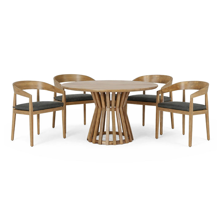 Sintra - Outdoor Grey + Eucalyptus Round Dining Table Set