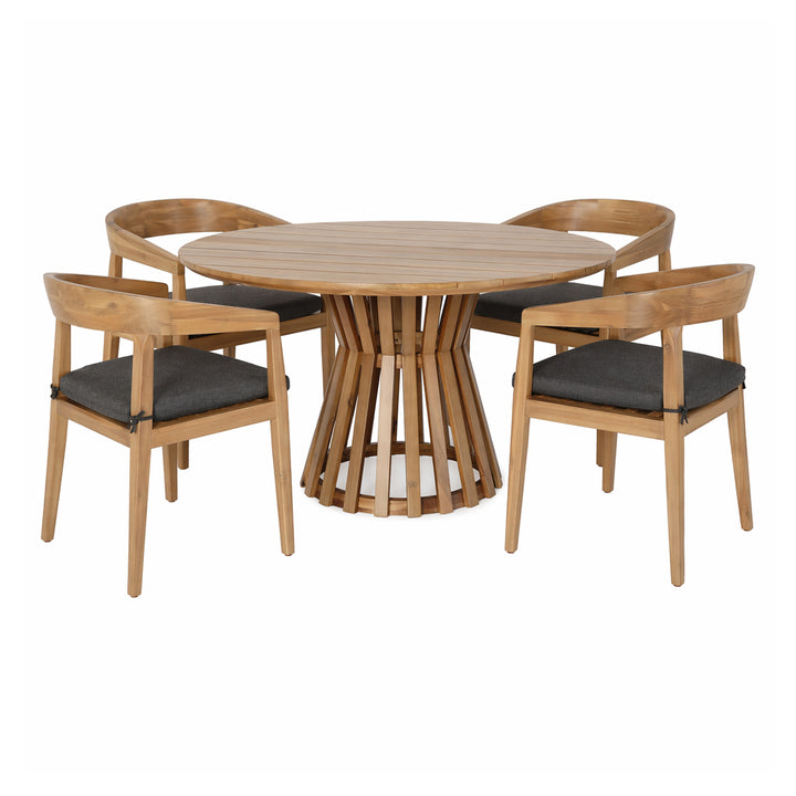 Sintra - Outdoor Grey + Eucalyptus Round Dining Table Set