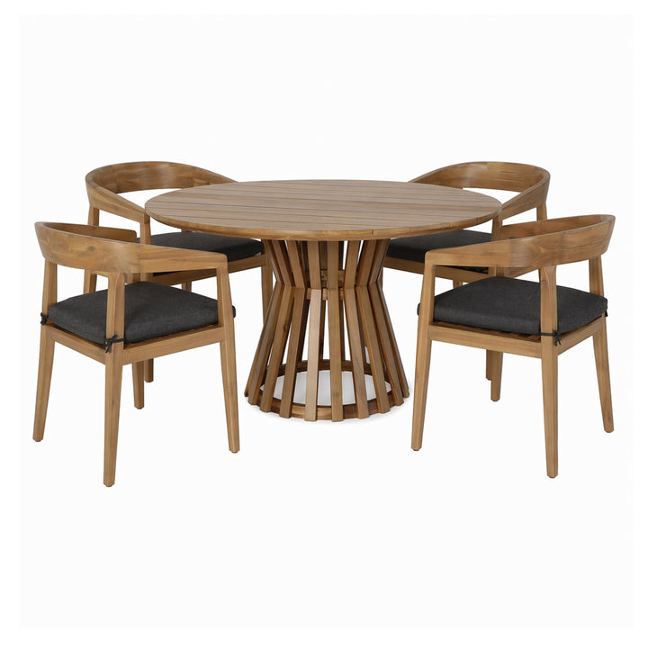 Sintra - Outdoor Grey + Eucalyptus Round Dining Table Set