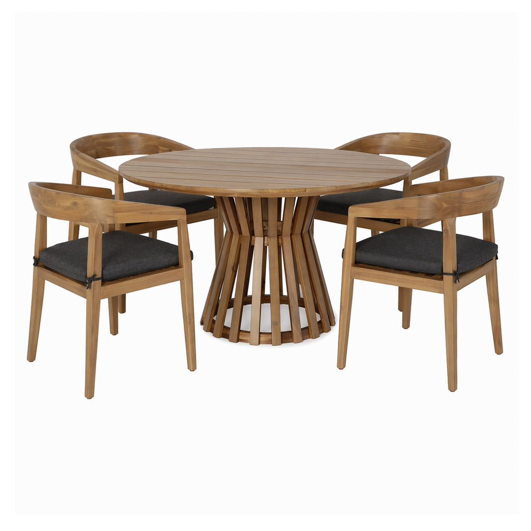 Sintra - Outdoor Grey + Eucalyptus Round Dining Table Set