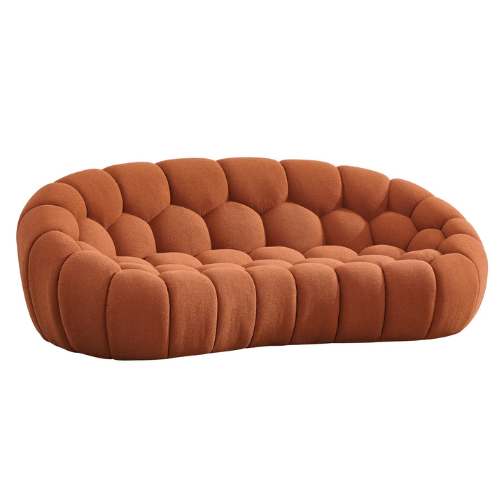 Yolonda - Modern Curved Orange Fabric Loveseat