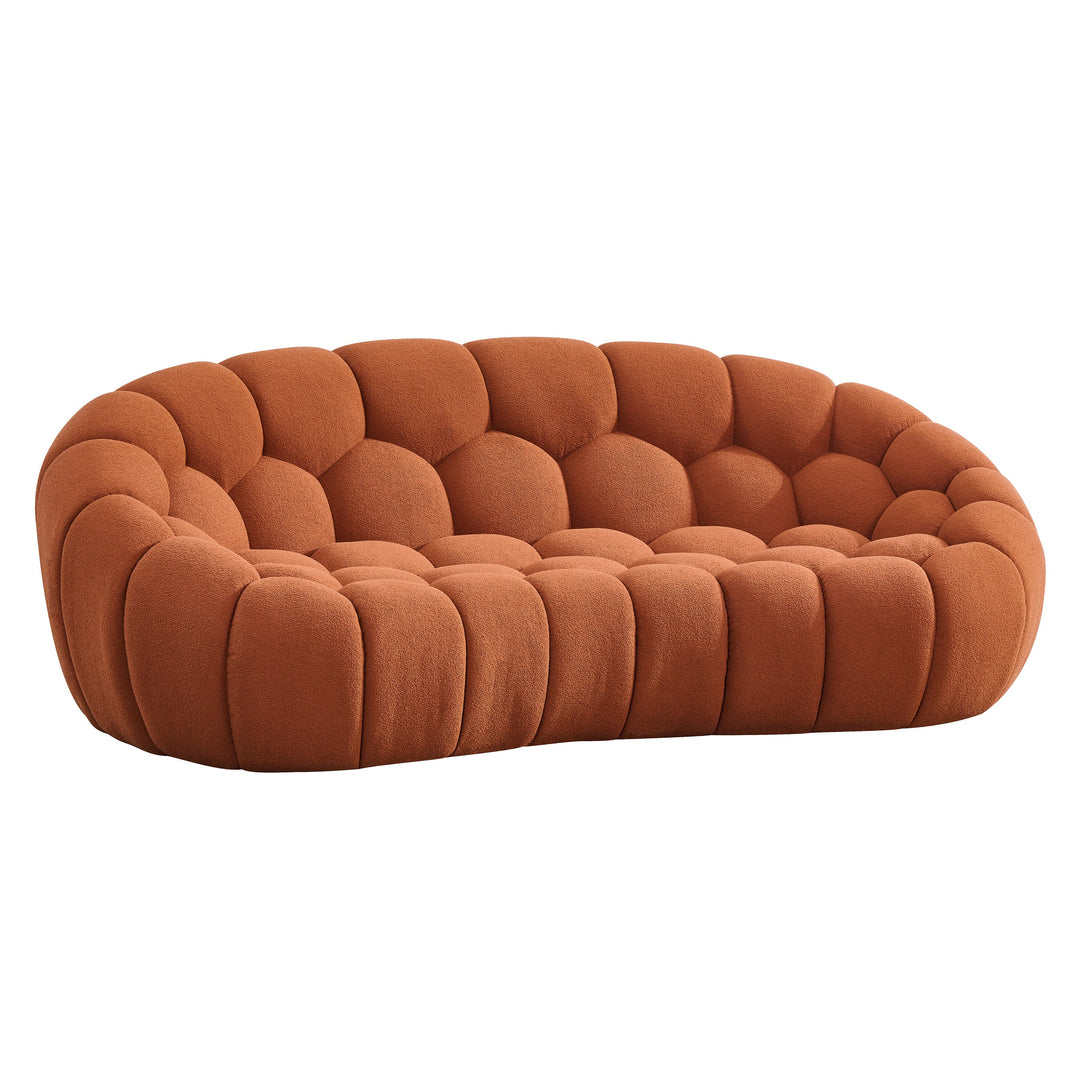 Yolonda - Modern Curved Orange Fabric Sofa Set