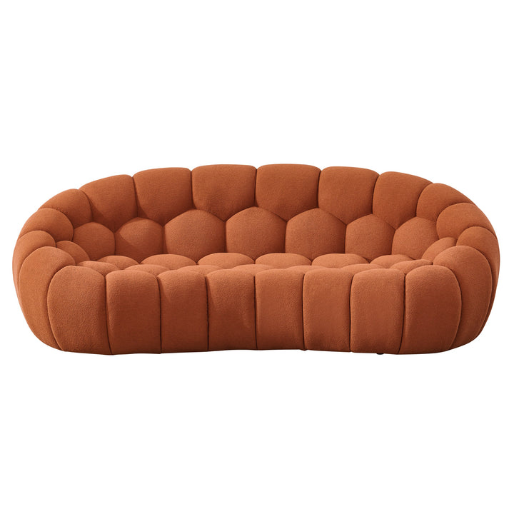 Yolonda - Modern Curved Orange Fabric Loveseat