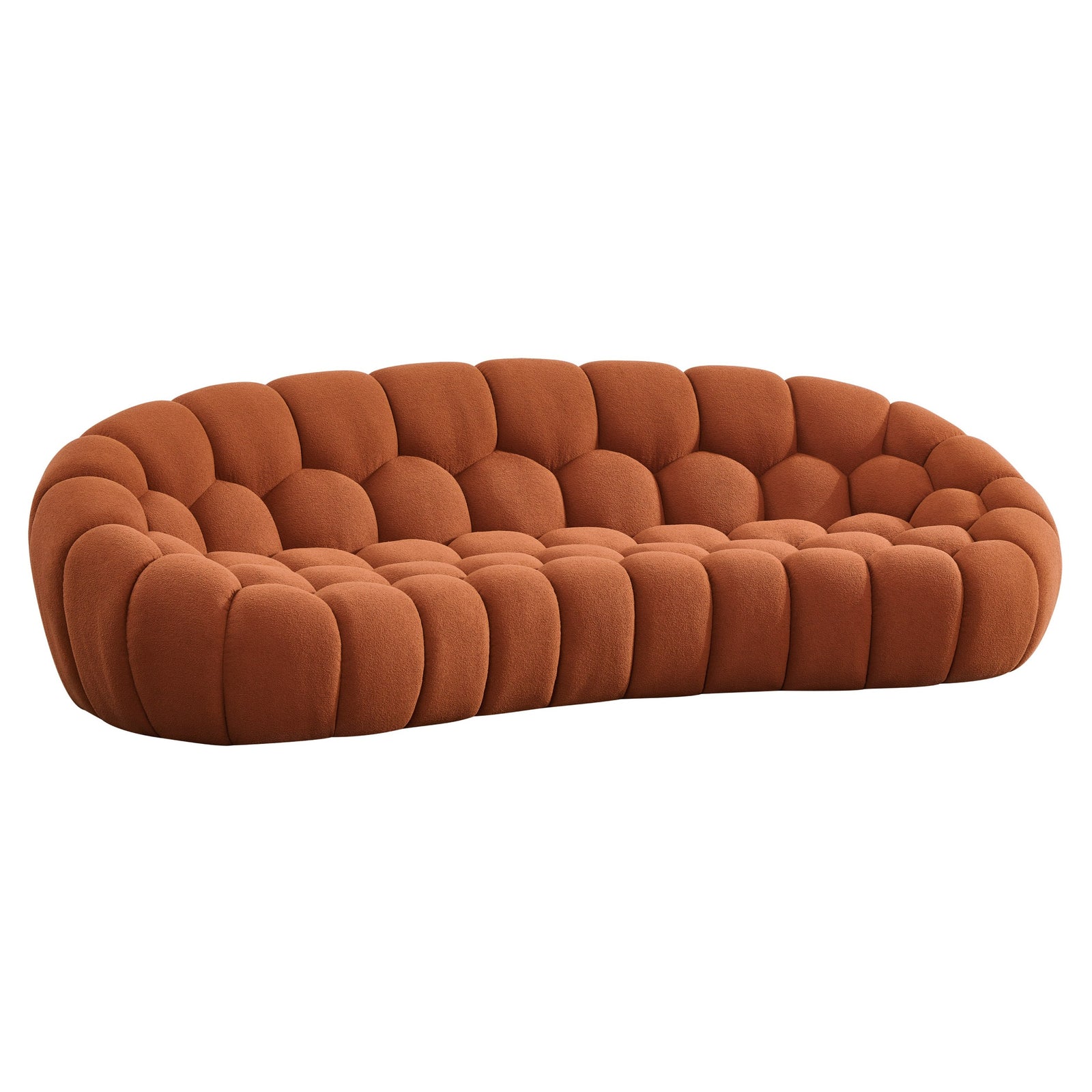 Yolonda - Modern Curved Orange Fabric Sofa