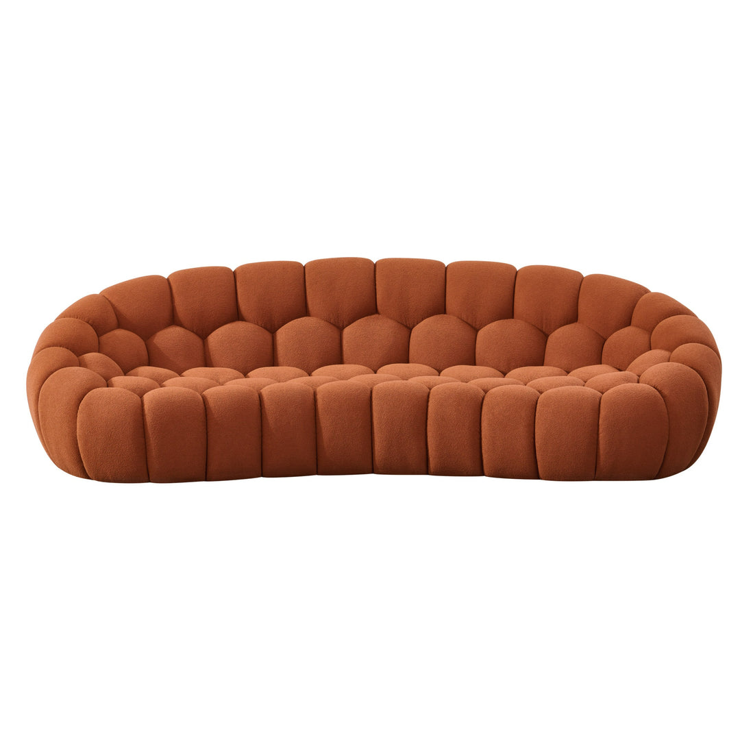 Yolonda - Modern Curved Orange Fabric Sofa