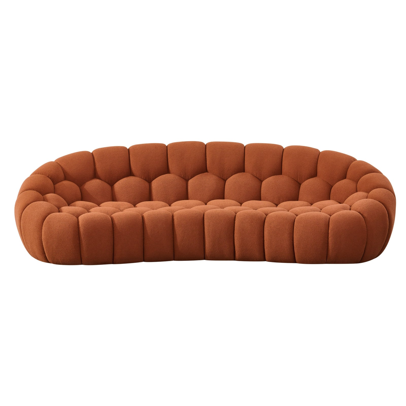 Yolonda - Modern Curved Orange Fabric Sofa