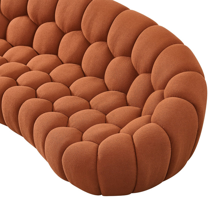 Yolonda - Modern Curved Orange Fabric Sofa Set