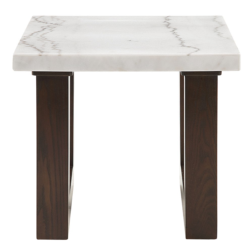Edwyn - End Table With Marble Top - White Natural Marble Top & Brown