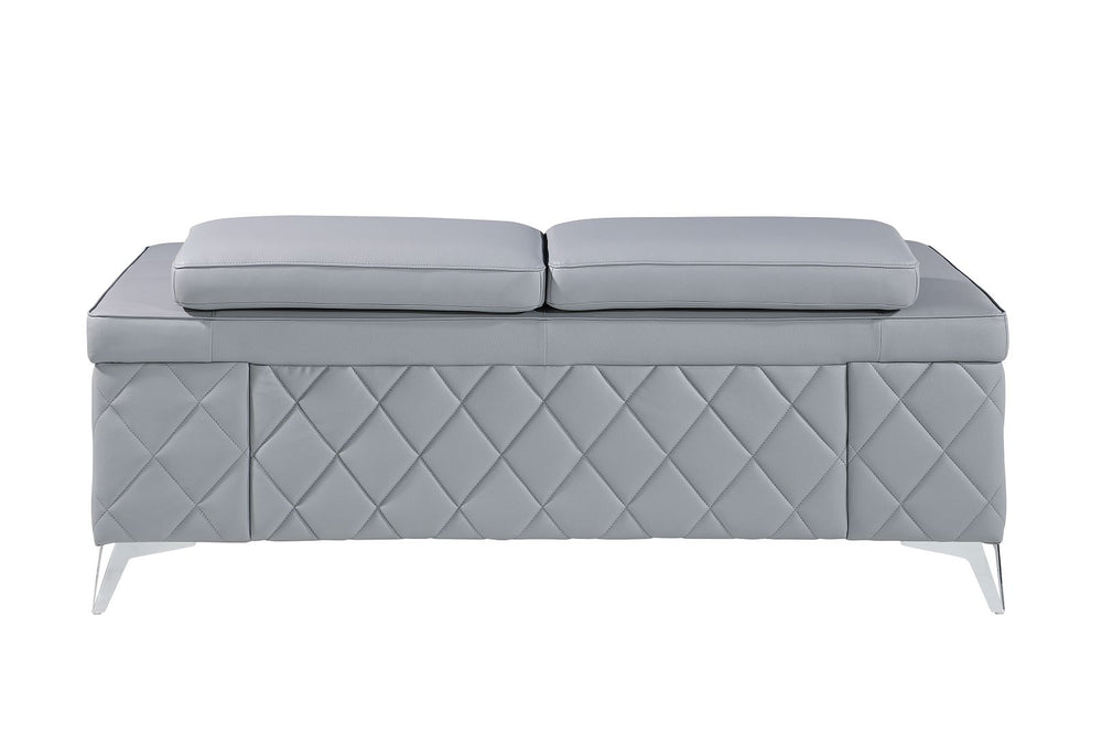 DivanItalia 1140 Loveseat with Adjustable Headrest in Top-Grain Italian Leather - Light Blue