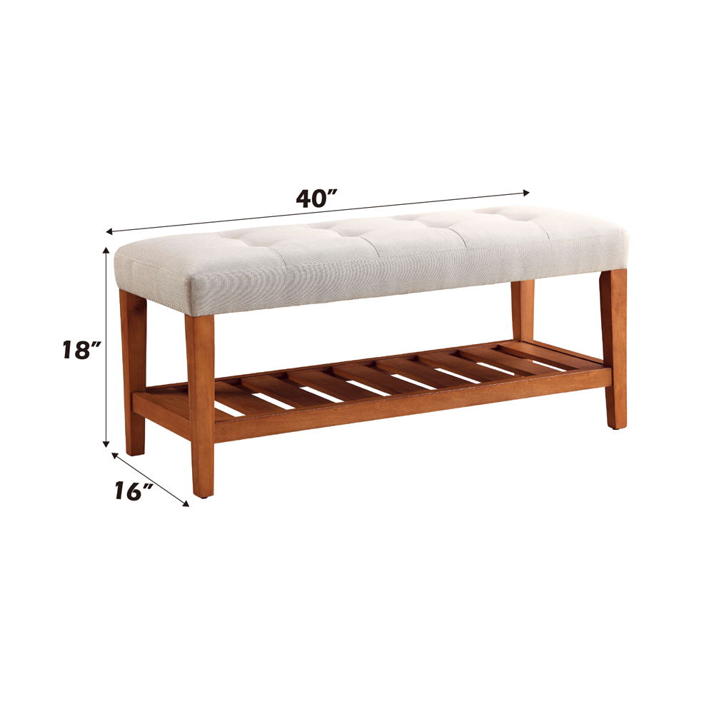 Charla - Bench - Light Gray Fabric & Oak
