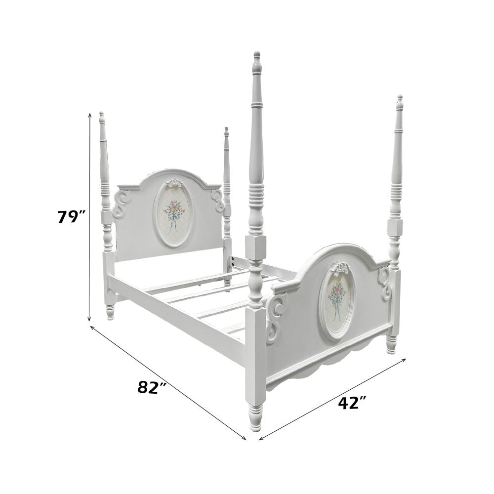 Flora - Twin Bed With Poster - White