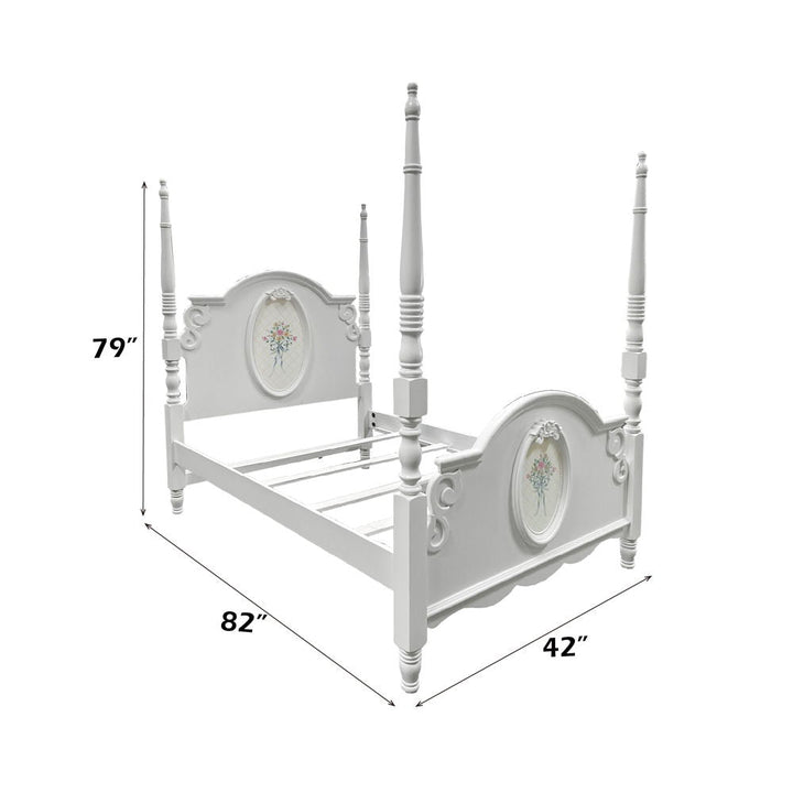 Flora - Twin Bed With Poster - White