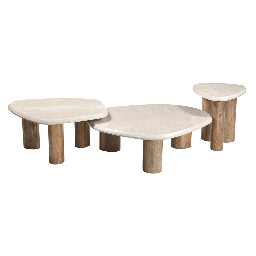 Marlin - Modern Marble  Mango Wood Nesting Table Set