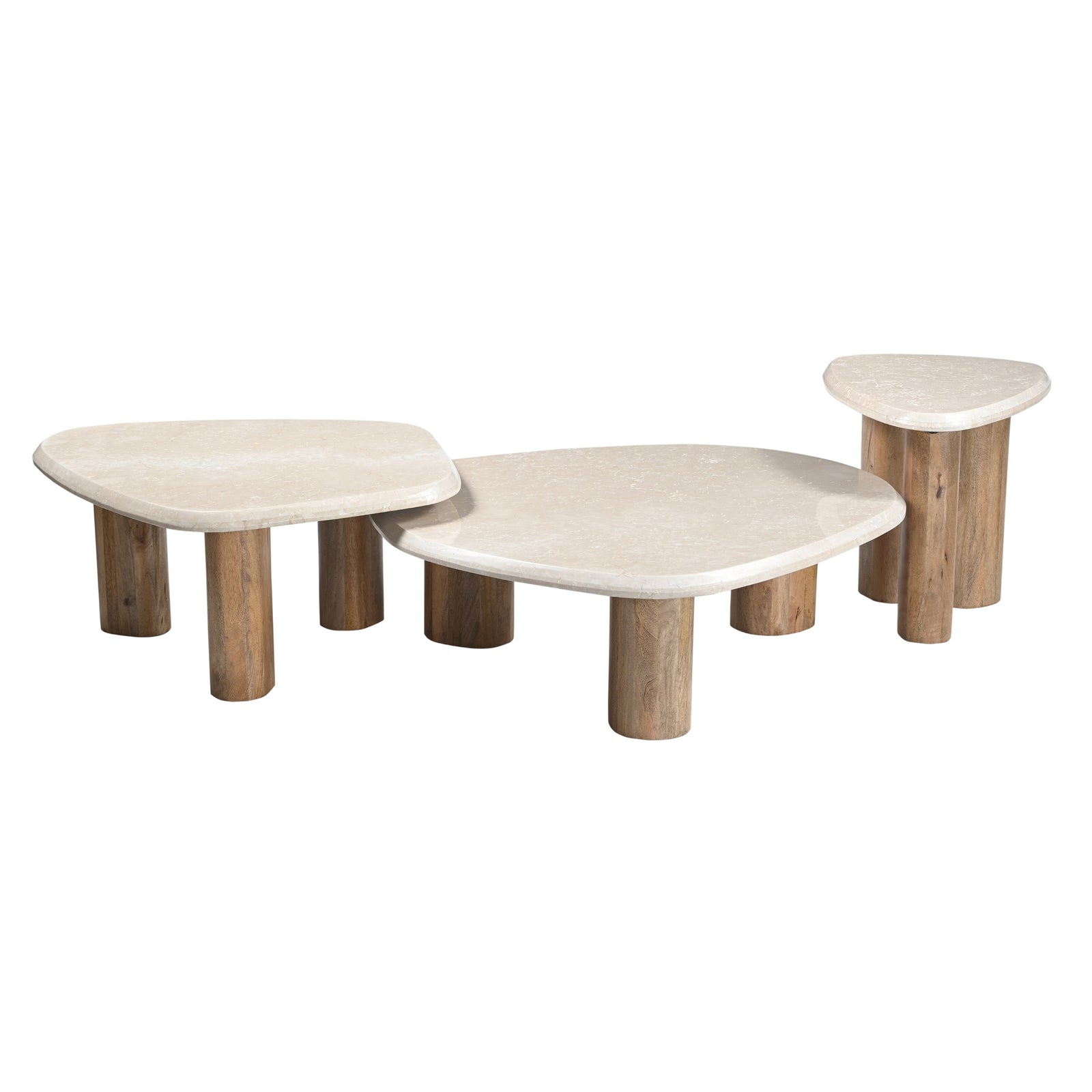 Marlin - Modern Marble  Mango Wood Nesting Table Set