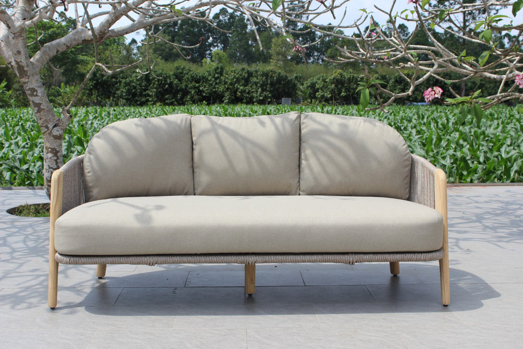Cayman - Outdoor Beige + Teak Sofa Set