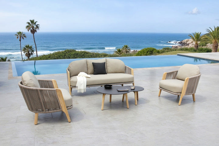 Cayman - Outdoor Beige + Teak Sofa Set