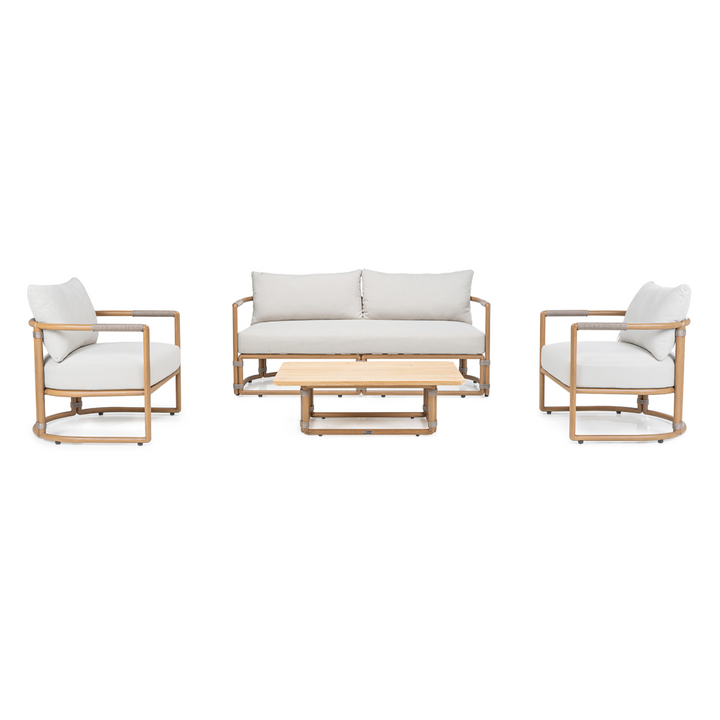 Malta - Outdoor Light Grey + Teak Sofa Set