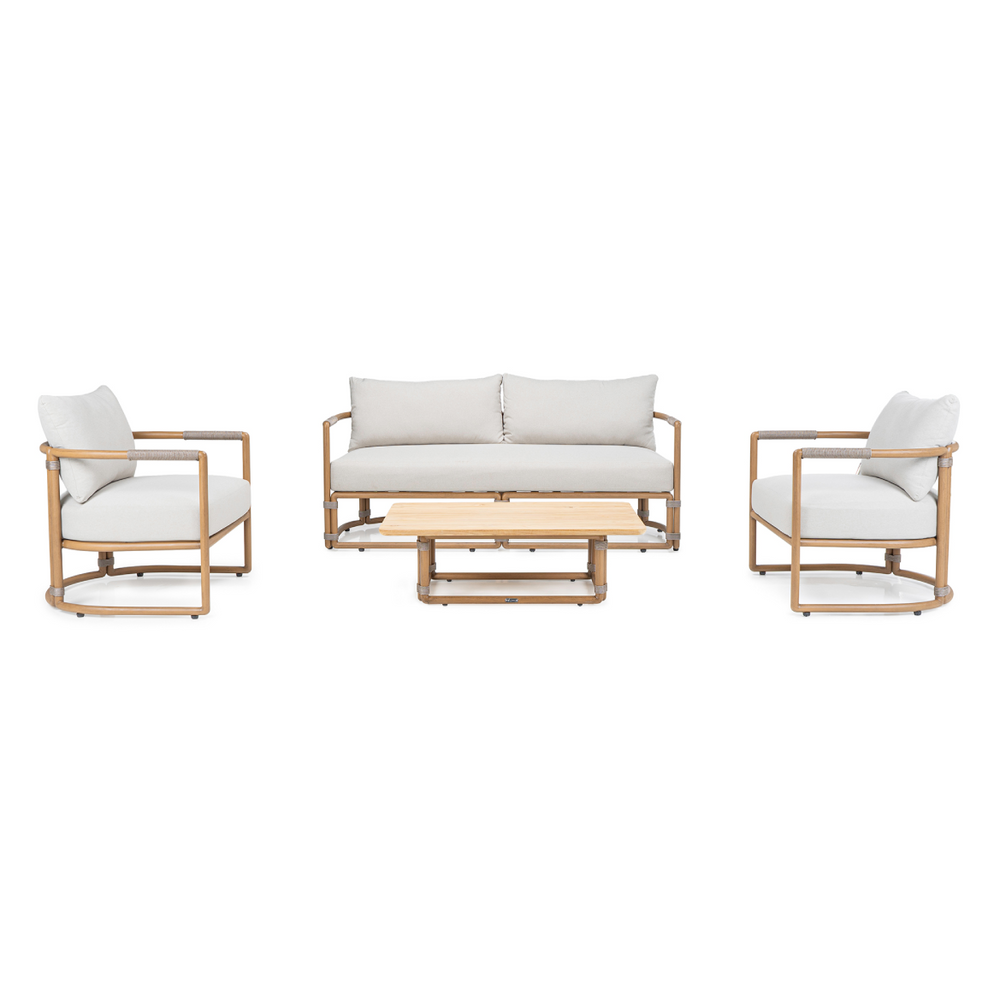 Malta - Outdoor Light Grey + Teak Sofa Set - View 5