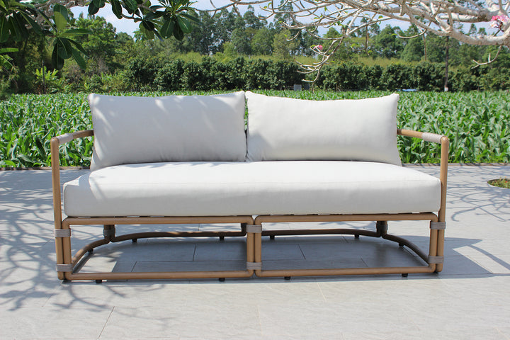 Malta - Outdoor Light Grey + Teak Sofa Set