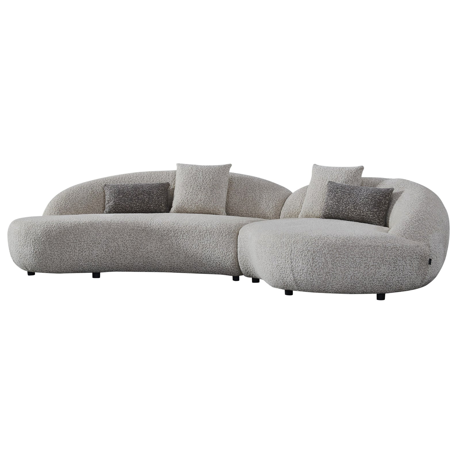 Delvan - Contemporary Beige Fabric Right Facing Chaise Sectional Sofa