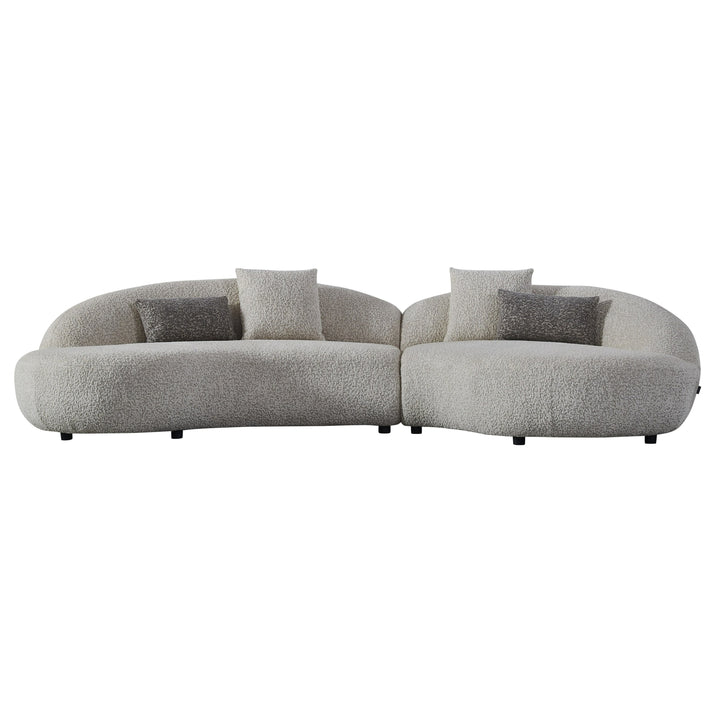 Delvan - Contemporary Beige Fabric Right Facing Chaise Sectional Sofa