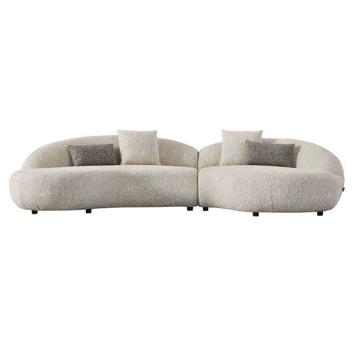 Delvan - Contemporary Beige Fabric Right Facing Chaise Sectional Sofa