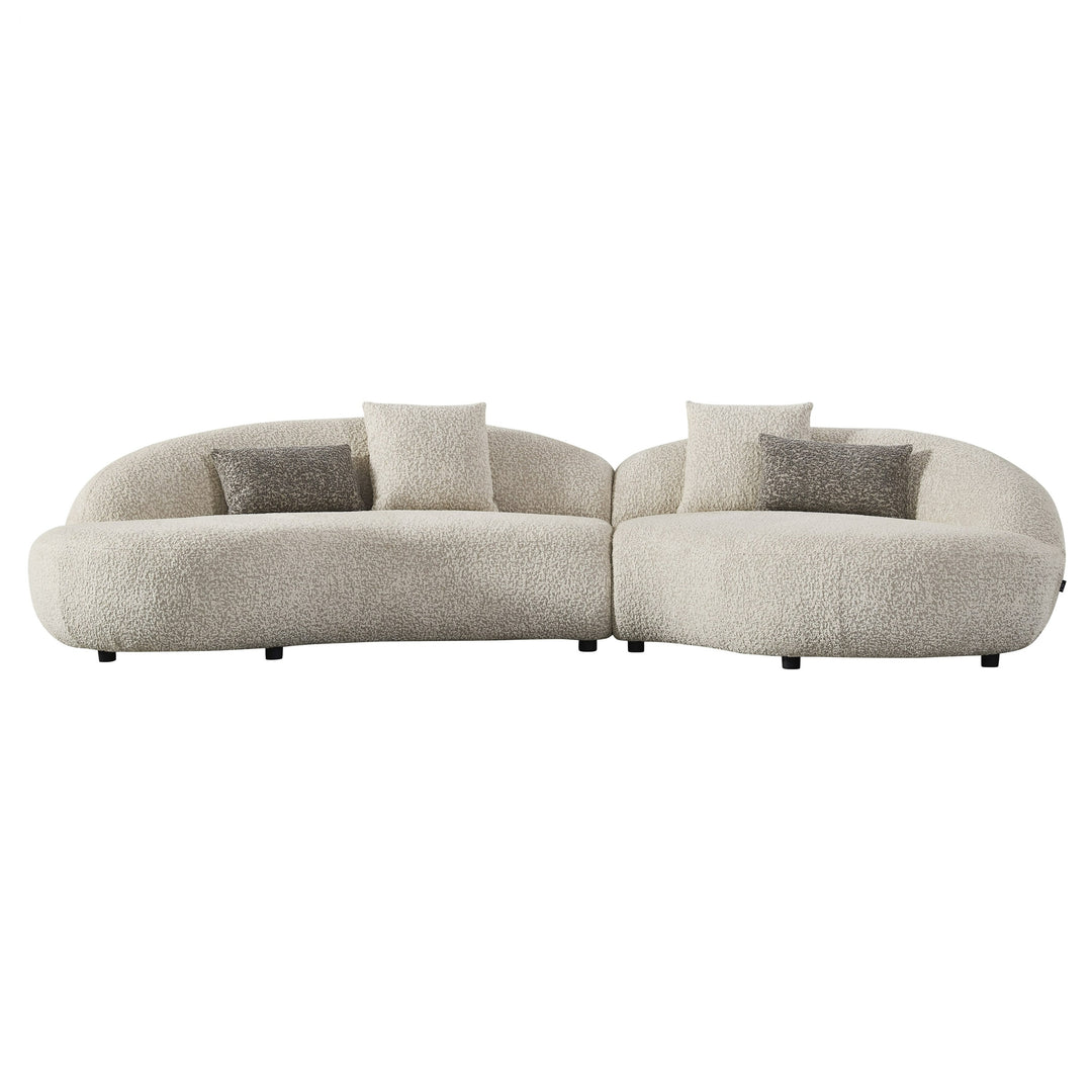 Delvan - Contemporary Beige Fabric Right Facing Chaise Sectional Sofa