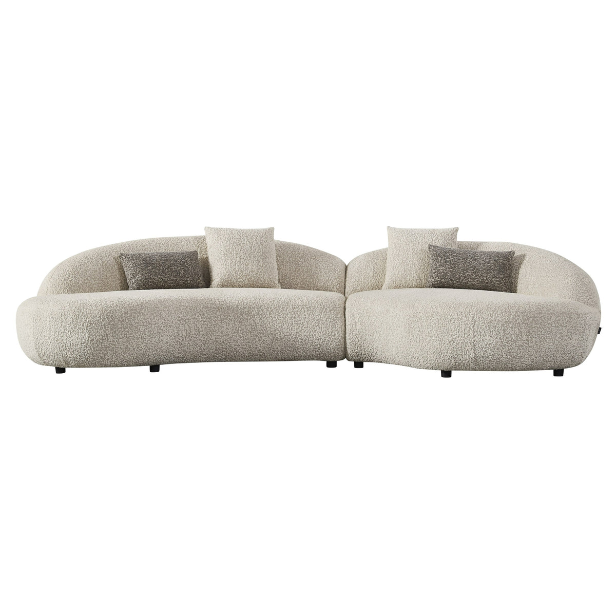 Delvan - Contemporary Beige Fabric Right Facing Chaise Sectional Sofa - View 2