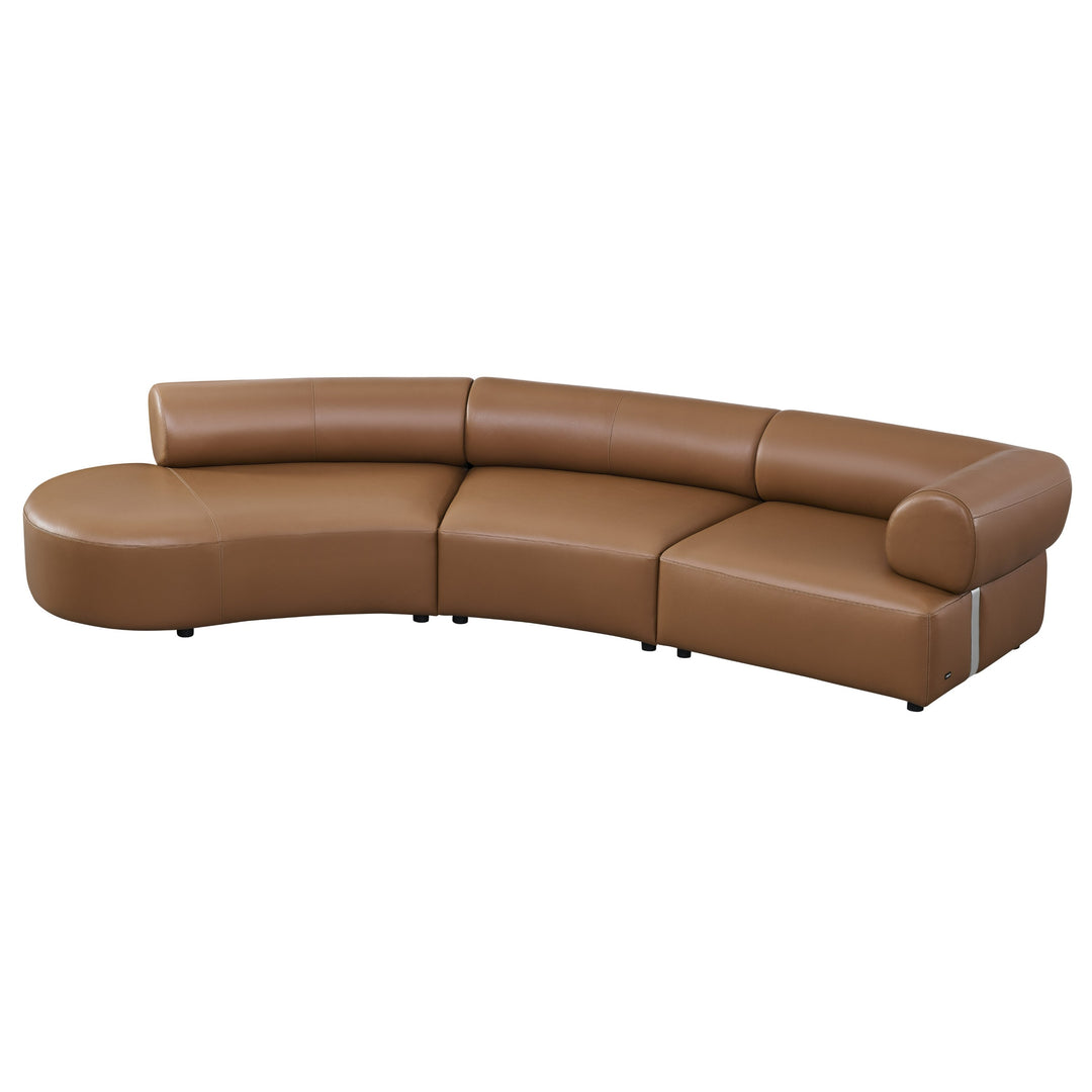 Stuart - Contemporary Brown Leather Left Facing Chaise Sectional Sofa