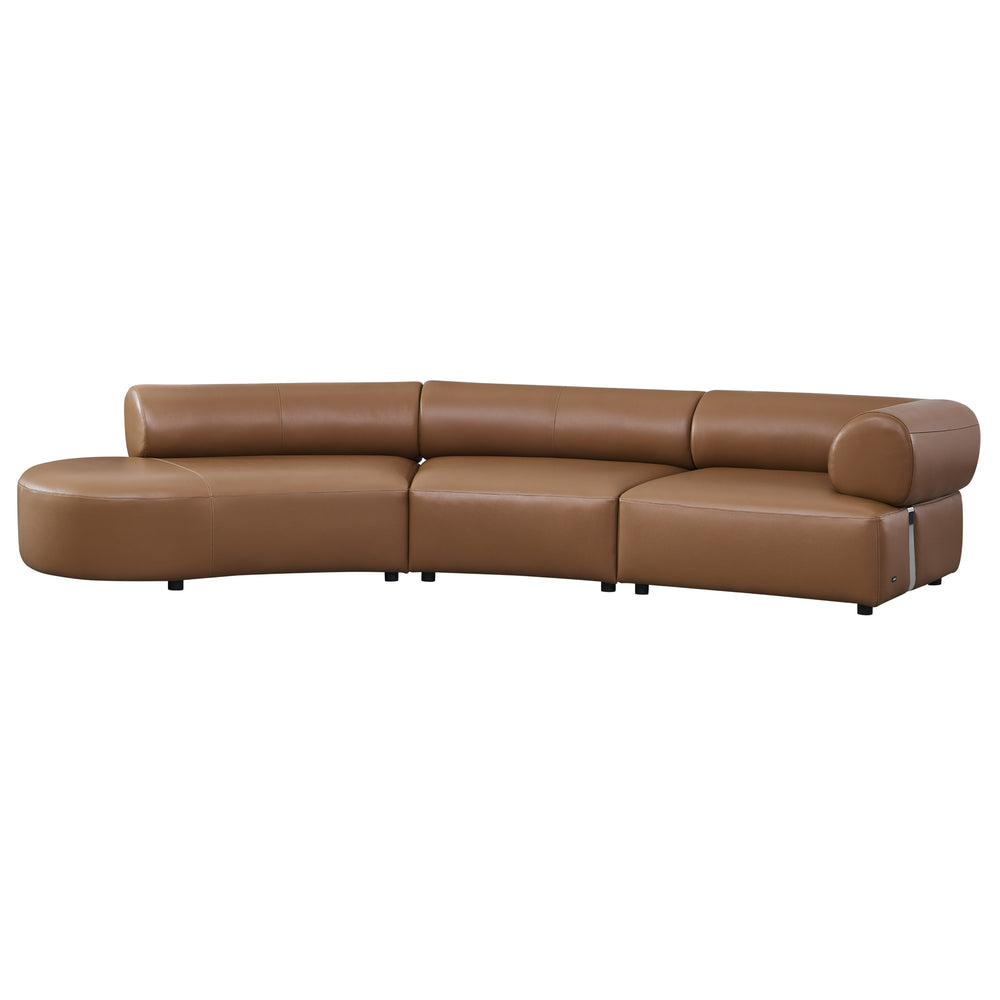 Stuart - Contemporary Brown Leather Left Facing Chaise Sectional Sofa - View 2