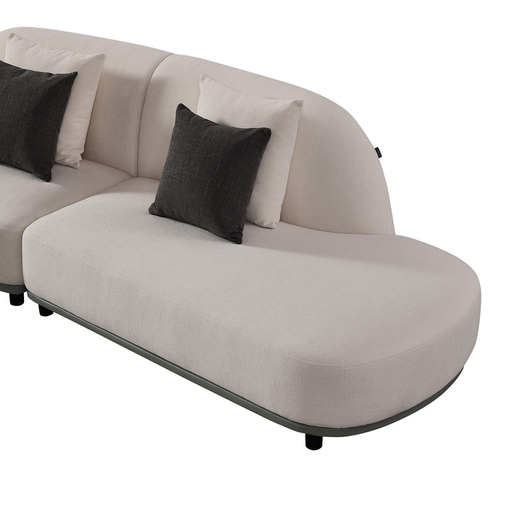 Falcone - Contemporary Off-White  Grey Bonded Leather Curved Sectional Sofa