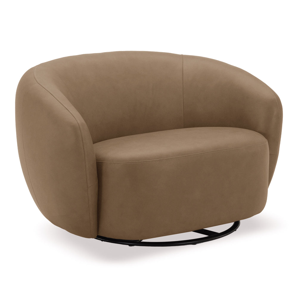 Omaha - Modern Tan Leather Swivel Accent Chair